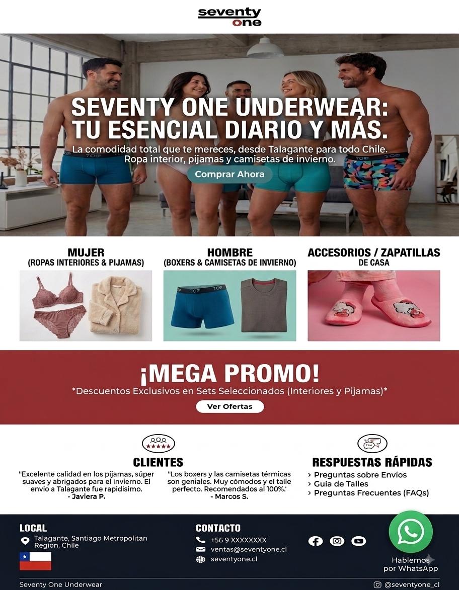 Diseño de Landing Page Seventy One - Vista completa