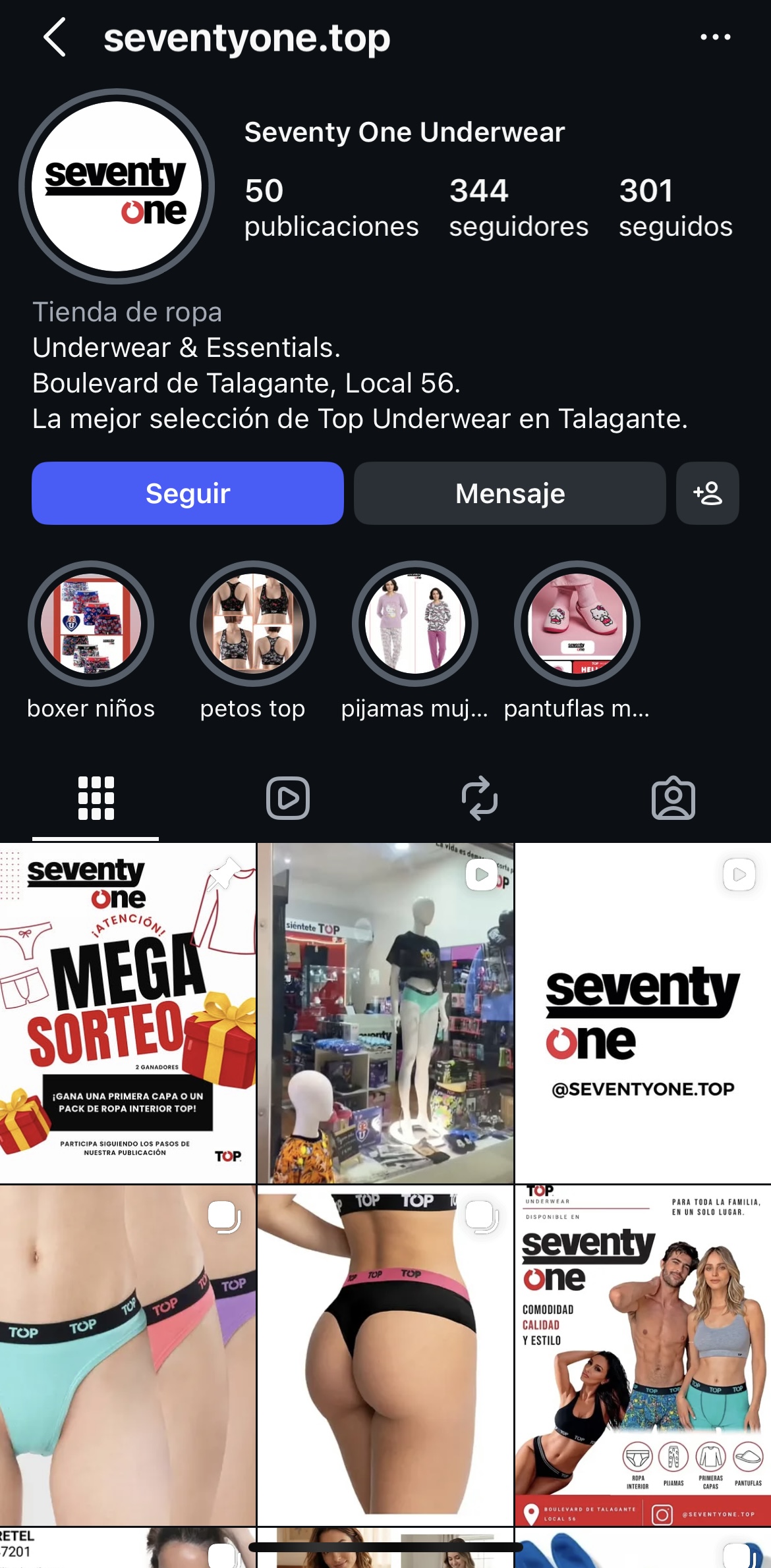 Instagram actual de Seventy One